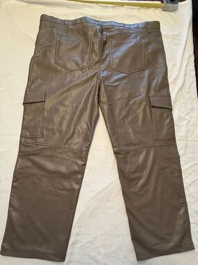 Abercrombie & Fitch Brown Faux Leather Straight-Leg Cargo Pants